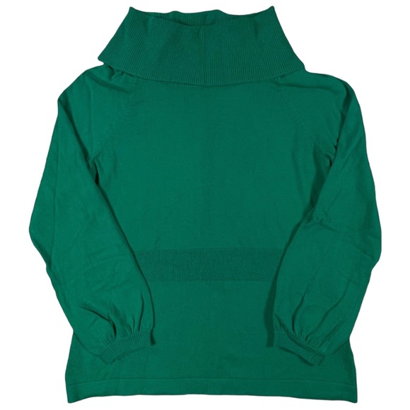 Jones New York size medium green sweater, fold down cowl neck, elastic wrists - Picture 1 of 11
